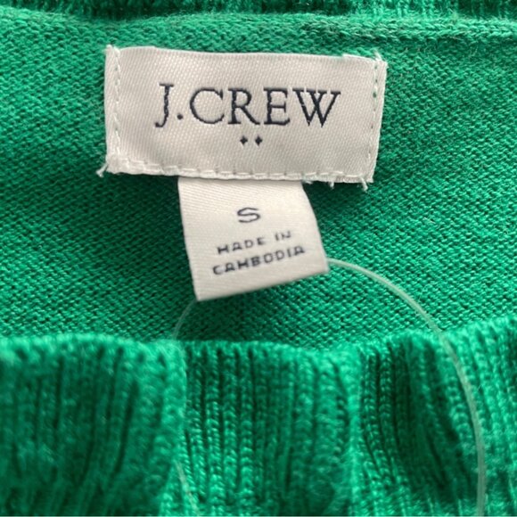 J. Crew Womens Green Ruffled Neck Long Sleeves Sweater Size S - New - Picture 6 of 8